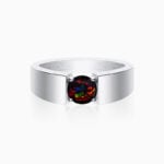 Mens Wedding Bands Round Opal Solitaire Stackable Rings 925 Sterling Silver White Gold Plating 1 Carat