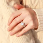 Teardrop Bridal Set Halo Promise Engagment Wedding Opal Ring Set-1