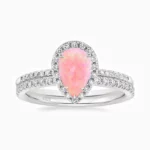 Teardrop Bridal Set Halo Promise Engagment Wedding Opal Ring Set-13