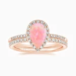 Teardrop Bridal Set Halo Promise Engagment Wedding Opal Ring Set-14