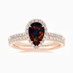 Teardrop Bridal Set Halo Promise Engagment Wedding Opal Ring Set-15