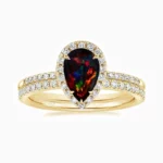 Teardrop Bridal Set Halo Promise Engagment Wedding Opal Ring Set-16
