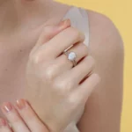 Teardrop Bridal Set Halo Promise Engagment Wedding Opal Ring Set-2