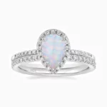 Teardrop Bridal Set Halo Promise Engagment Wedding Opal Ring Set-4