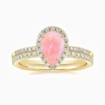 Teardrop Bridal Set Halo Promise Engagment Wedding Opal Ring Set-7