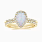 Teardrop Bridal Set Halo Promise Engagment Wedding Opal Ring Set-8