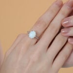 Promise Engagment Wedding Opal Rings Solitaire With Side Accents Stones 4.5 Carats Cushion Cut