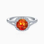 Promise Engagment Wedding Opal Ring Round Solitaire With Micro Pave Side Accents 1.5 Carat