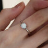 Promise Engagment Wedding Opal Ring Four Prong Round Solitaire Stone 925 Sterling Silver White Gold Plating 1 Carat