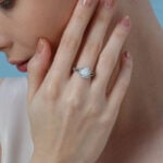 Promise Engagment Wedding Opal Ring Round Solitaire With Micro Pave Side Accents 1.5 Carat