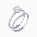 Promise Engagment Wedding Opal Bridal Sets Ring Cushion
