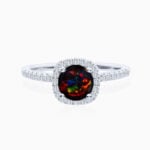Promise Engagment Wedding Opal Ring Halo Round Solitaire Pave Side Stones 1 Carat