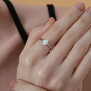 Pear Shaped Solitaire 5 Prong Opal Ring
