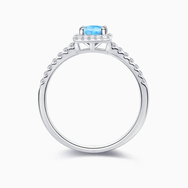 Promise Engagment Wedding Opal Ring Four Prong Setting Square Halo Round Solitaire Pave 1 Carat