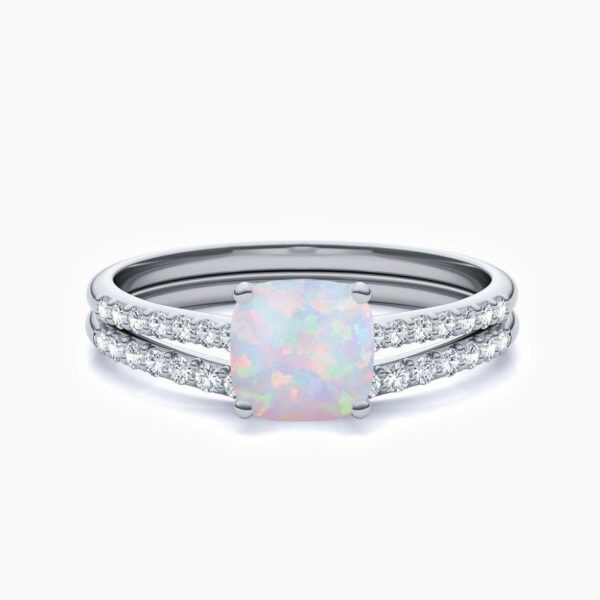 Promise Engagment Wedding Opal Bridal Sets Ring Cushion