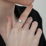 Luxury Promise Engagment Wedding Opal 4 Prongs Inlaid Ring
