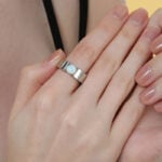 Mens Wedding Bands Round Opal Solitaire Stackable Rings 925 Sterling Silver White Gold Plating 1 Carat