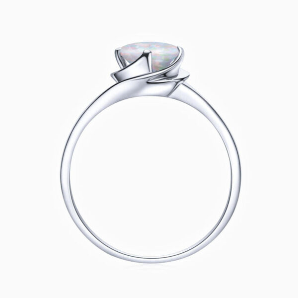 Curved Promise Engagment Wedding Opal Ring Round Solitaire 925 Sterling Silver Band White Gold Plating 1 Carat