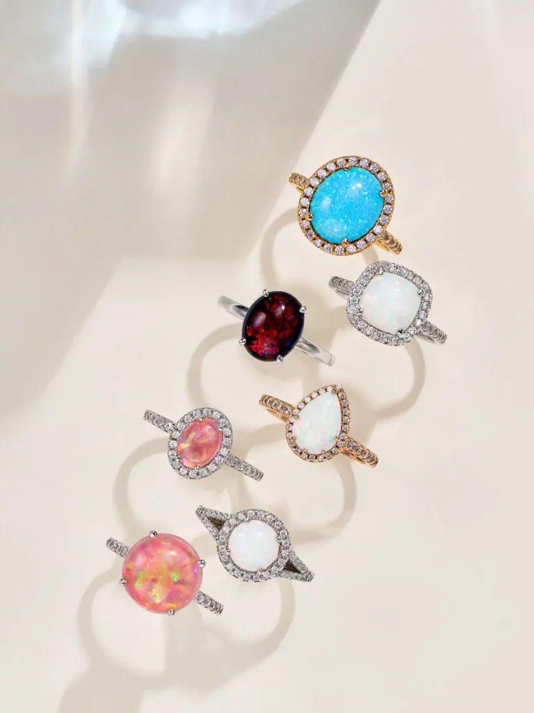 lanewoods moissanite opal rings