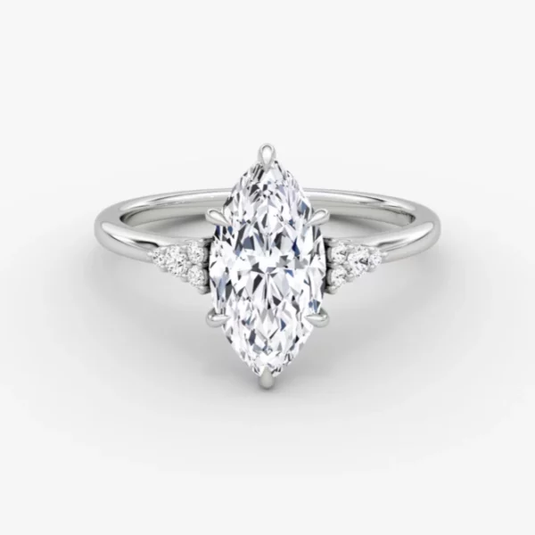 Lane Woods Art Deco Marquise Side Cluster Moissanite Engagement Ring