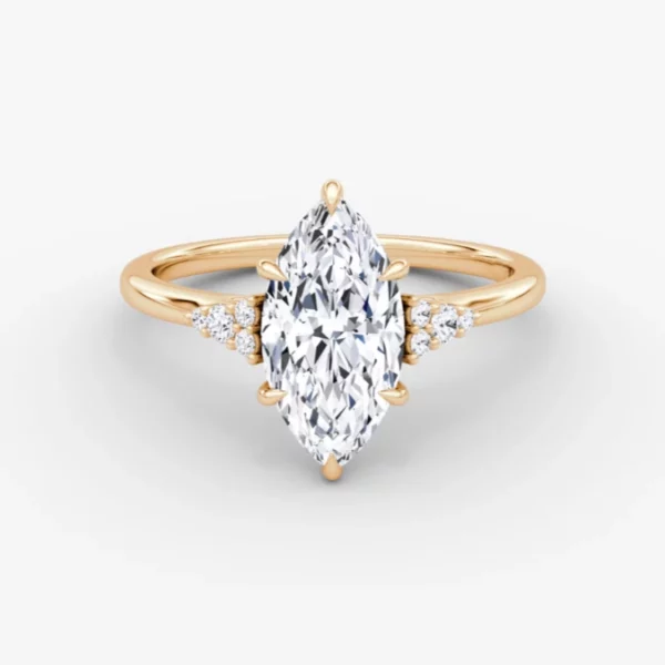 Lane Woods Art Deco Marquise Side Cluster Moissanite Engagement Ring