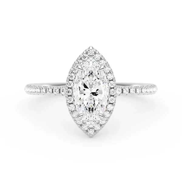 Lane Woods Brilliant Marquise Cut Moissanite Halo Engagement Ring