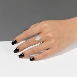 Lane Woods Brilliant Marquise Cut Moissanite Halo Engagement Ring