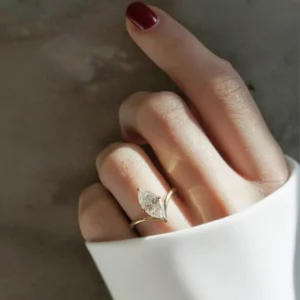 Lane Woods Marquise Cut Solitaire with Deep V Band Moissanite Ring