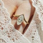 Lane Woods Marquise Cut Solitaire with Deep V Band Moissanite Ring