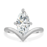 Lane Woods Marquise Cut Solitaire with Deep V Band Moissanite Ring