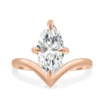 Lane Woods Marquise Cut Solitaire with Deep V Band Moissanite Ring