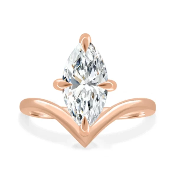 Lane Woods Marquise Cut Solitaire with Deep V Band Moissanite Ring