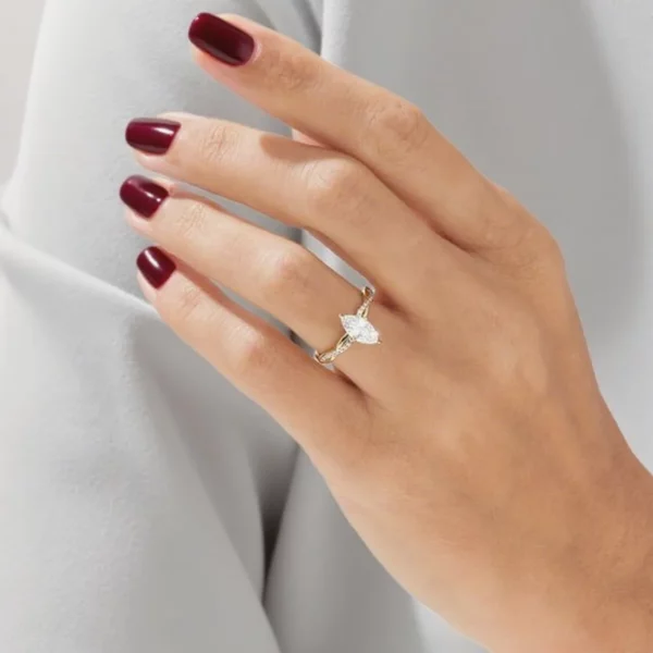 Lane Woods Marquise Petite Twisted Moissanite Engagement Ring