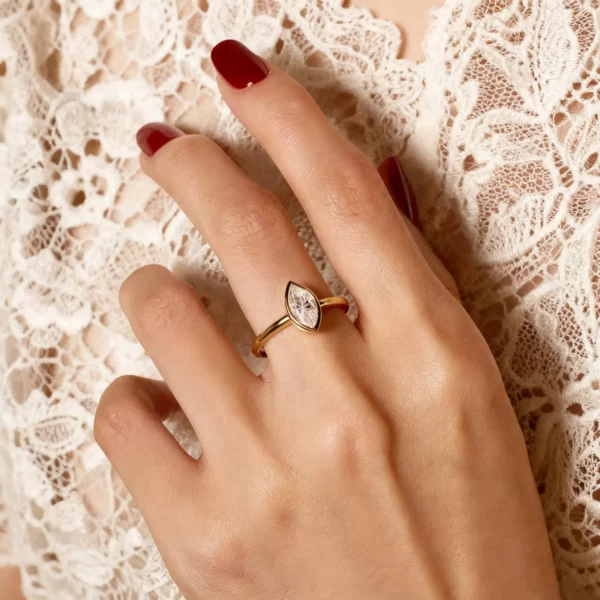 Lane Woods Marquise Solitaire with Bezel Setting Moissanite Ring