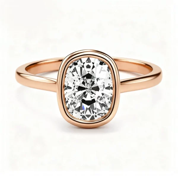 Lane Woods Bezel Set Elongated Cushion Cut Moissanite Engagement Ring