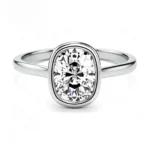 Lane Woods Bezel Set Elongated Cushion Cut Moissanite Engagement Ring