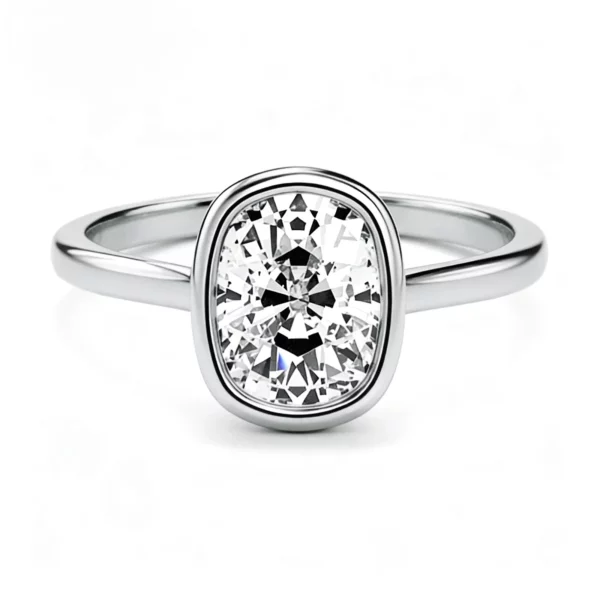 Lane Woods Bezel Set Elongated Cushion Cut Moissanite Engagement Ring