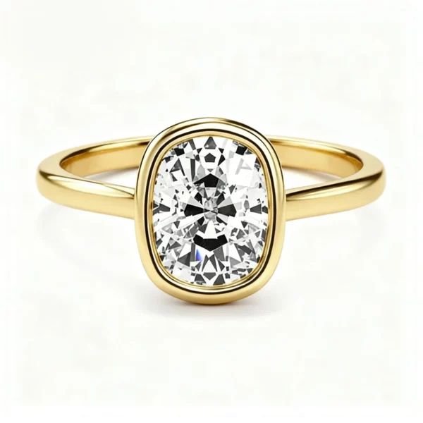 Lane Woods Bezel Set Elongated Cushion Cut Moissanite Engagement Ring