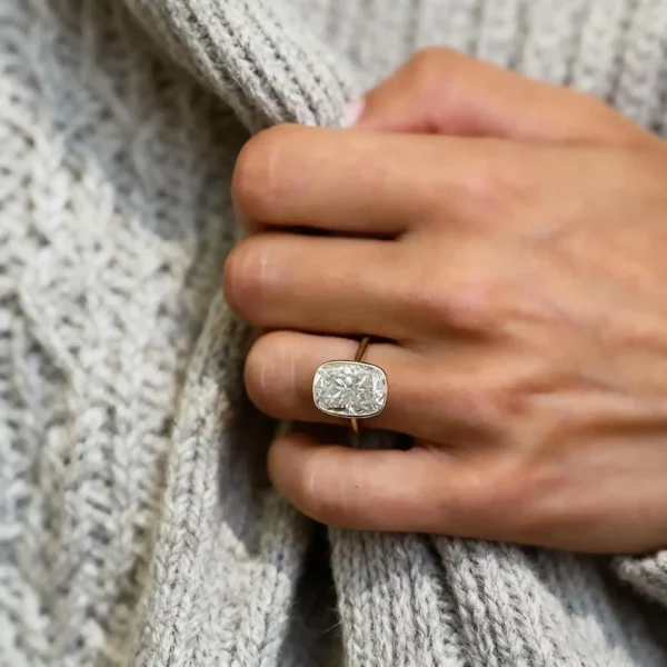 Lane Woods Bezel Set Elongated Cushion Cut Moissanite Engagement Ring