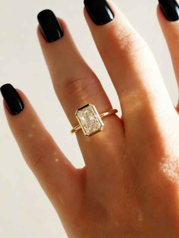 Lane Woods Bezel Setting Radiant Solitaire Moissanite Ring
