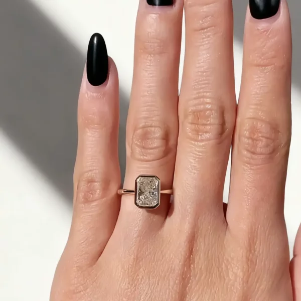 Lane Woods Bezel Setting Radiant Solitaire Moissanite Ring