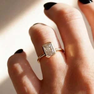 Lane Woods Bezel Setting Radiant Solitaire Moissanite Ring