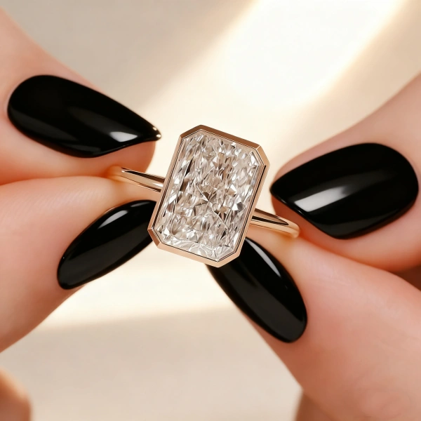 Lane Woods Bezel Setting Radiant Solitaire Moissanite Ring