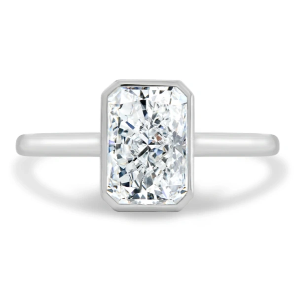 Lane Woods Bezel Setting Radiant Solitaire Moissanite Ring