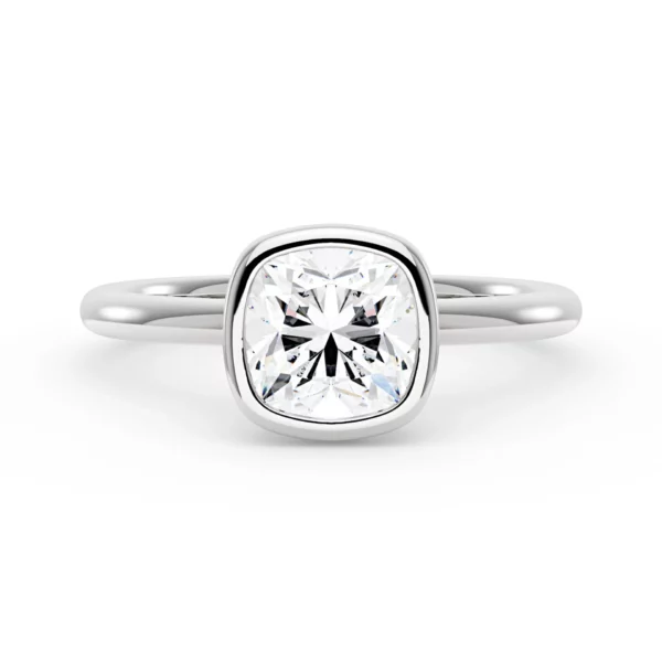 Lane Woods Cushion Solitaire with Bezel Moissanite Promise Ring
