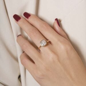Lane Woods Cushion Solitaire with Bezel Moissanite Promise Ring