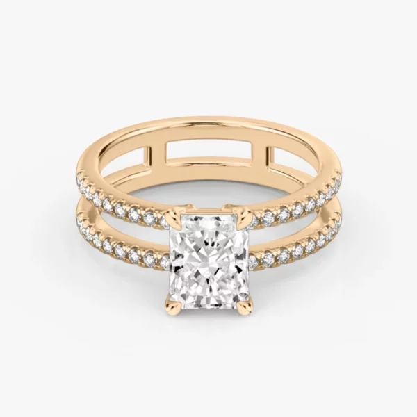 Lane Woods Double Band Radiant Solitaire Moissanite Ring