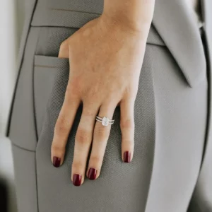 Lane Woods Double Band Radiant Solitaire Moissanite Ring