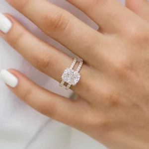 Lane Woods Double Band Radiant Solitaire Moissanite Ring