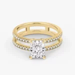 Lane Woods Double Band Radiant Solitaire Moissanite Ring